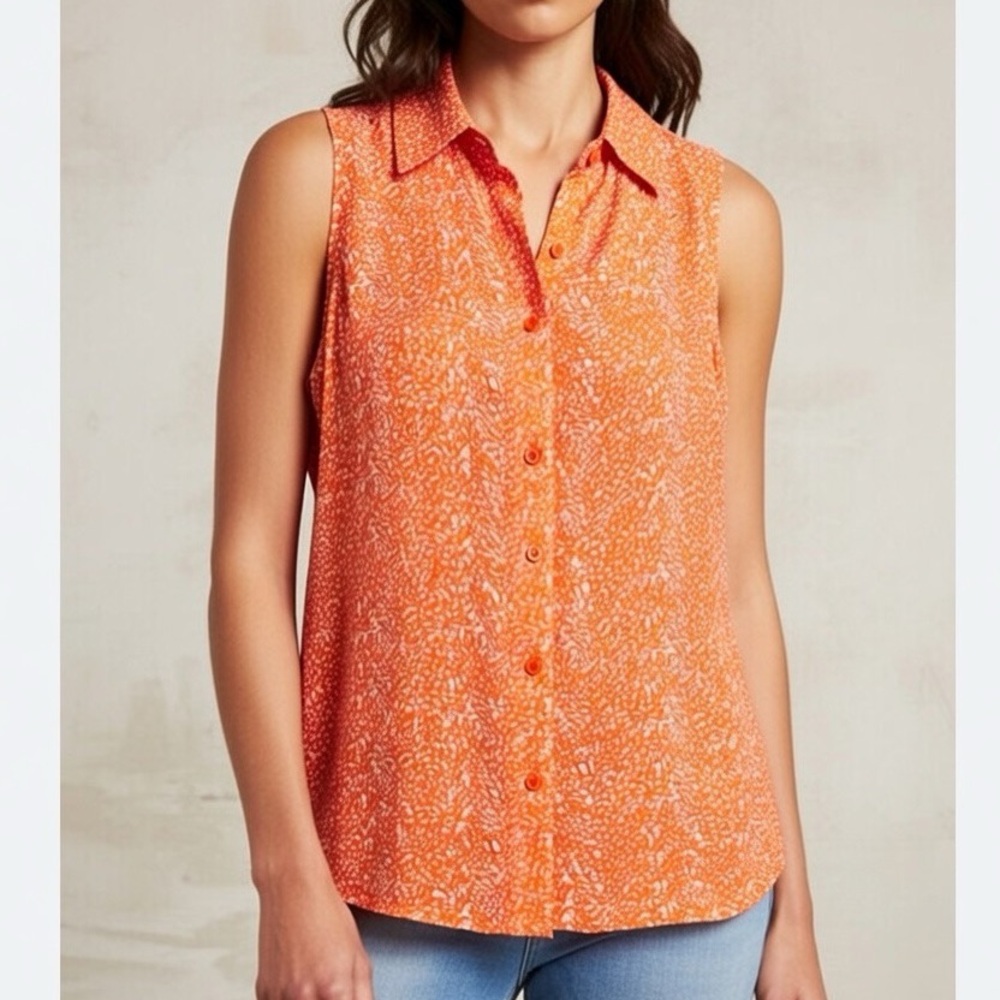 Banana Republic Poppy/bone Sleeveless style Blouse C49